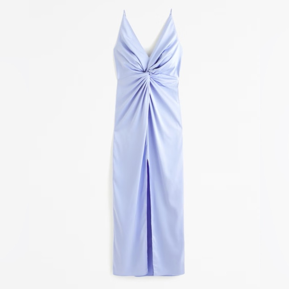 Abercrombie & Fitch Draped Twist-Front Maxi Blue Dress